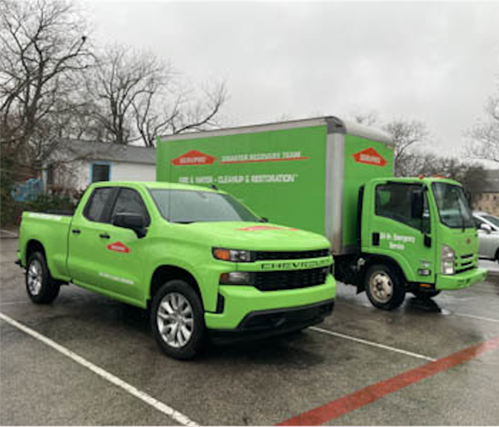 SERVPRO truck and van parked.
